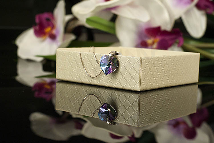 Сребърно колие с кристално сърце Swarovski - Image 3