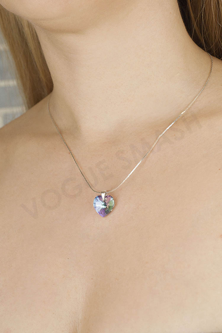 Сребърно колие с кристално сърце Swarovski - Image 2