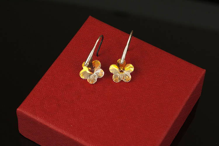Сребърни обеци с кристални цветя Swarovski - Image 5