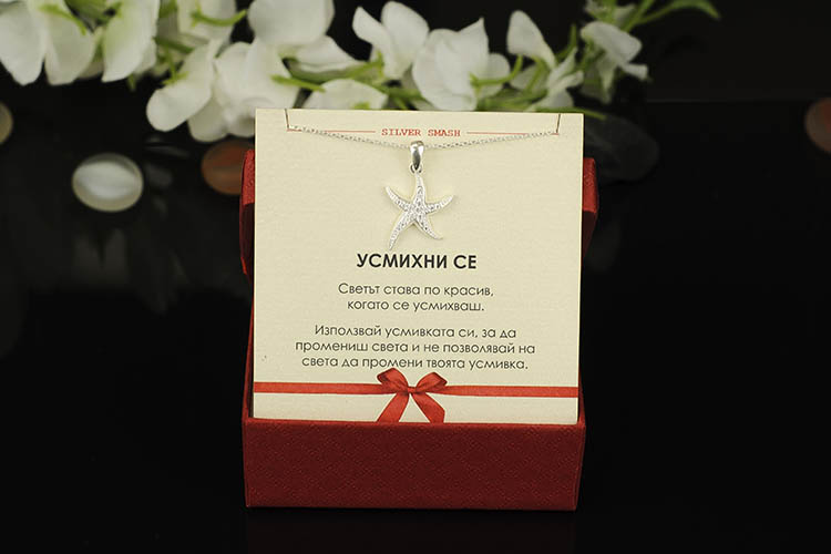 Сребърно колие с морска звезда и циркони - Image 3