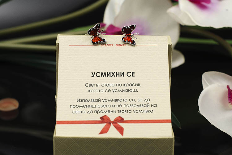 Сребърни обеци с реалистични пеперуди – снимка 2