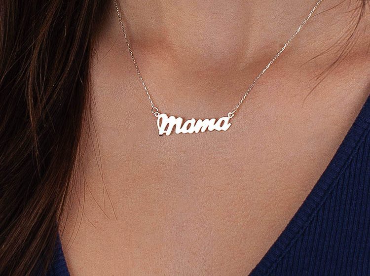 Сребърно колие с надпис "Мама" - Image 4
